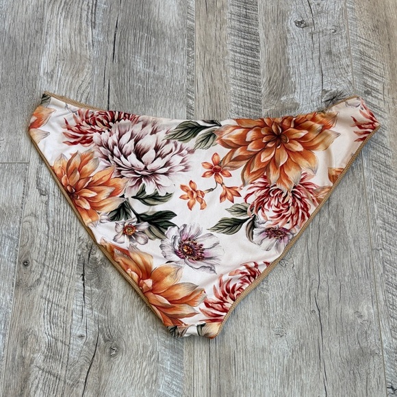 3/$30! Maaji Floral Tan Gold Reversible Bikini Bottoms - Picture 2 of 5